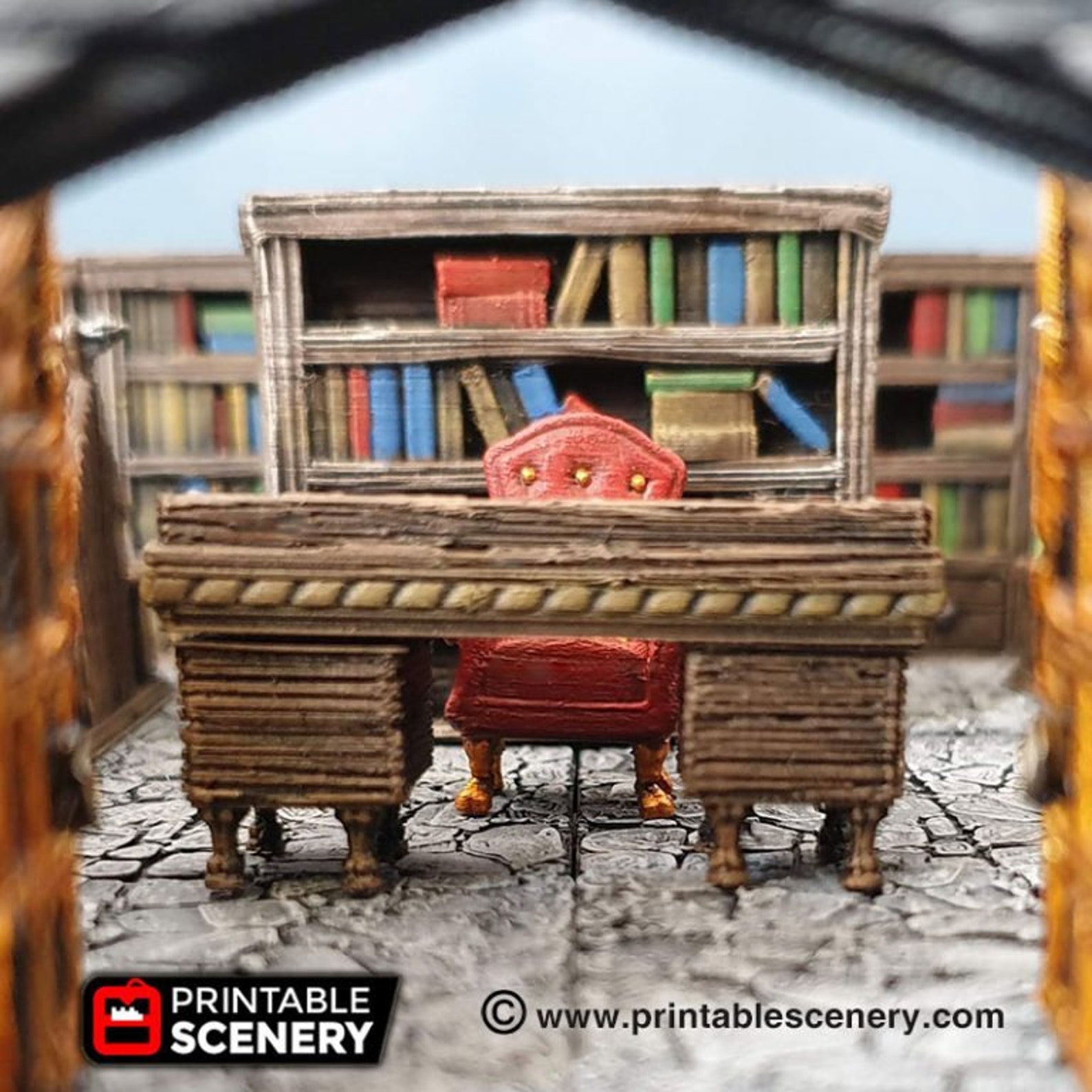 Dnd Library Display 3DEGOS Library Furniture Set Dnd Miniature Terrain for Dungeons and ...