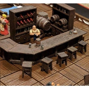 Dungeons and Dragons Miniature Terrain Tavern Modular Bar, DnD, D&D, Wargaming, Tabletop, Scatter, Pathfinder, 28mm, 32mm image 9