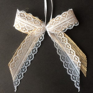 10 Autoschleifen Jute Spitze Antennenschleifen Türschleifen Hochzeit - Art.Nr.: 010