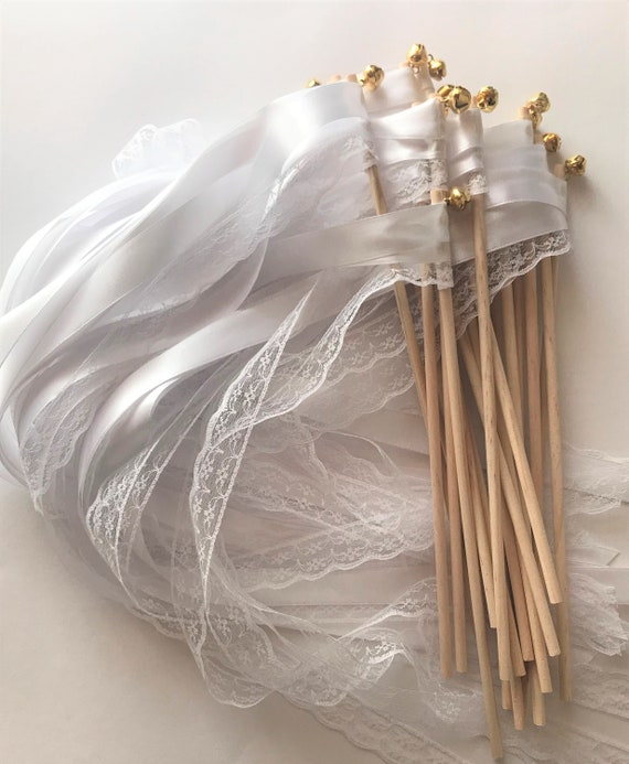 Wedding Wands, Glücksstäbe, Zauberstäbe, Hochzeitsstäbe mit weißer Spitze - Art.Nr.: 042