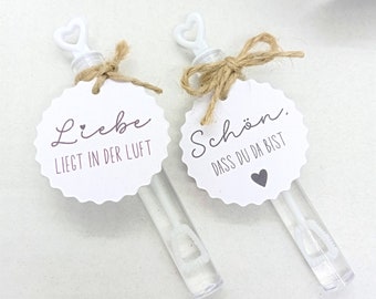 10x Seifenblasen Hochzeit Standesamt Wedding Bubbles Schön, dass du da bist Liebe liegt in der Luft Gastgeschenk