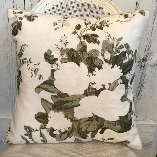 Green Floral Pillow Etsy