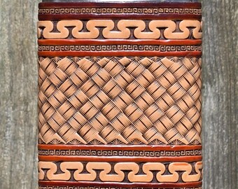 Hand Tooled Leather Covered Flask