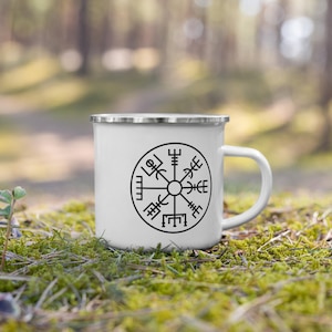 Viking mug (vegvisir - Viking compass). Symbol on both sides of the mug.