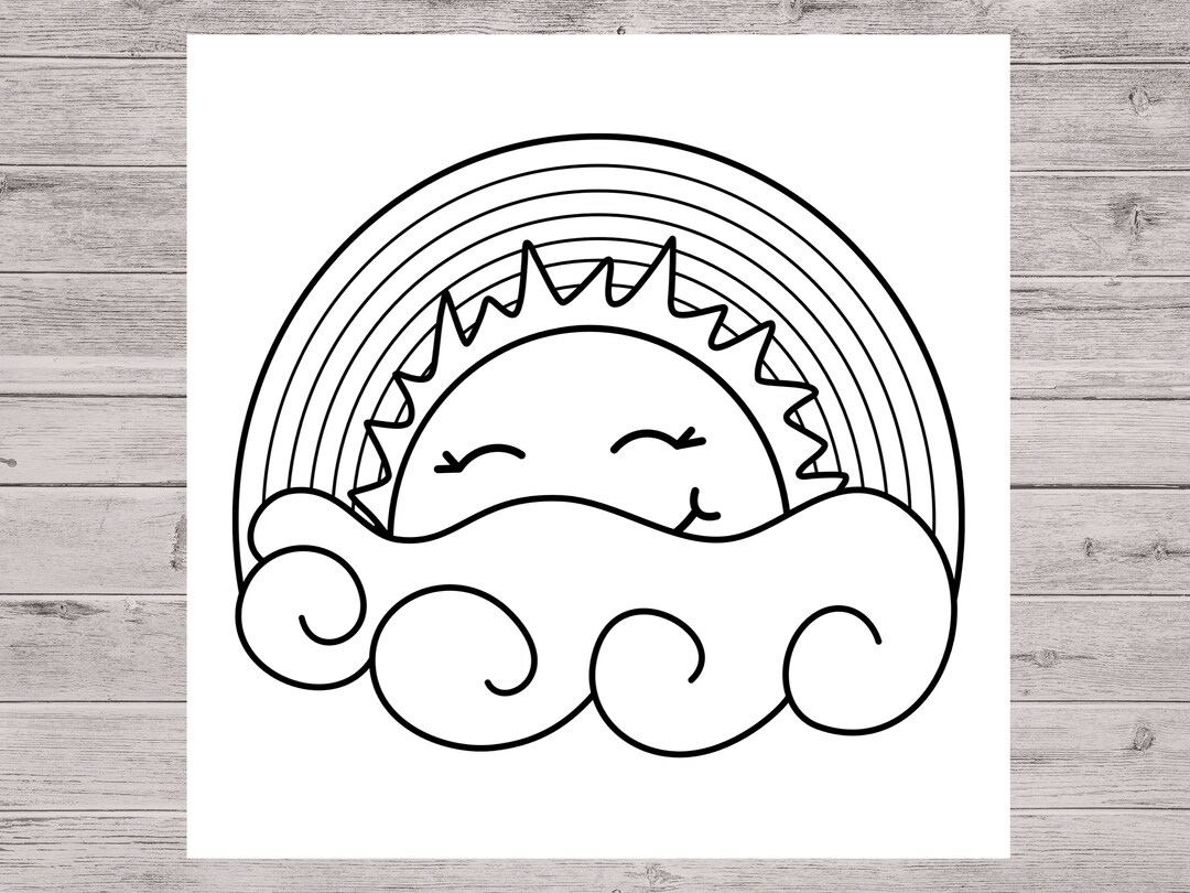 Rainbow Sunshine Coloring Page - Etsy