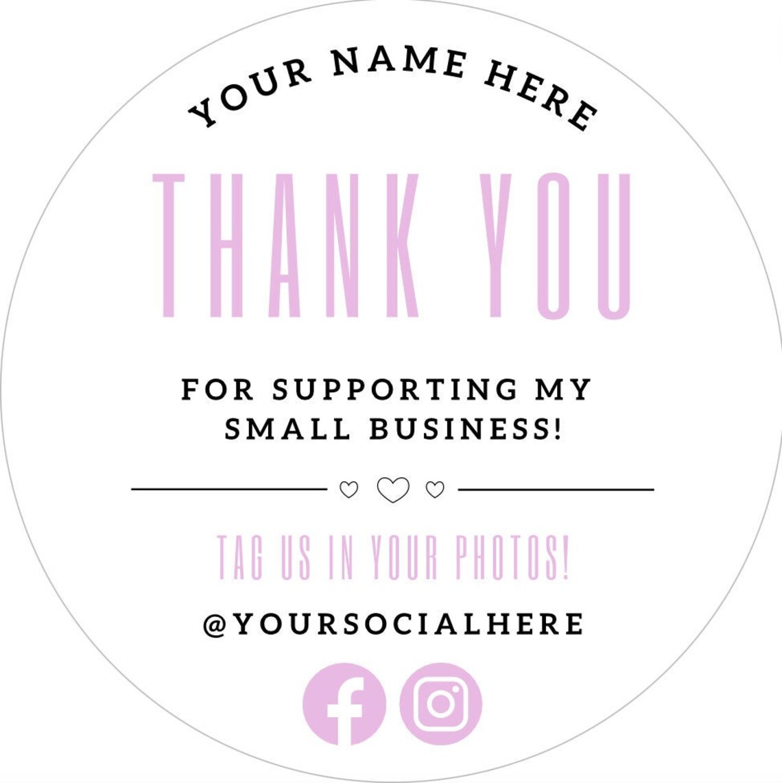 Round Thank You Sticker Template - Etsy