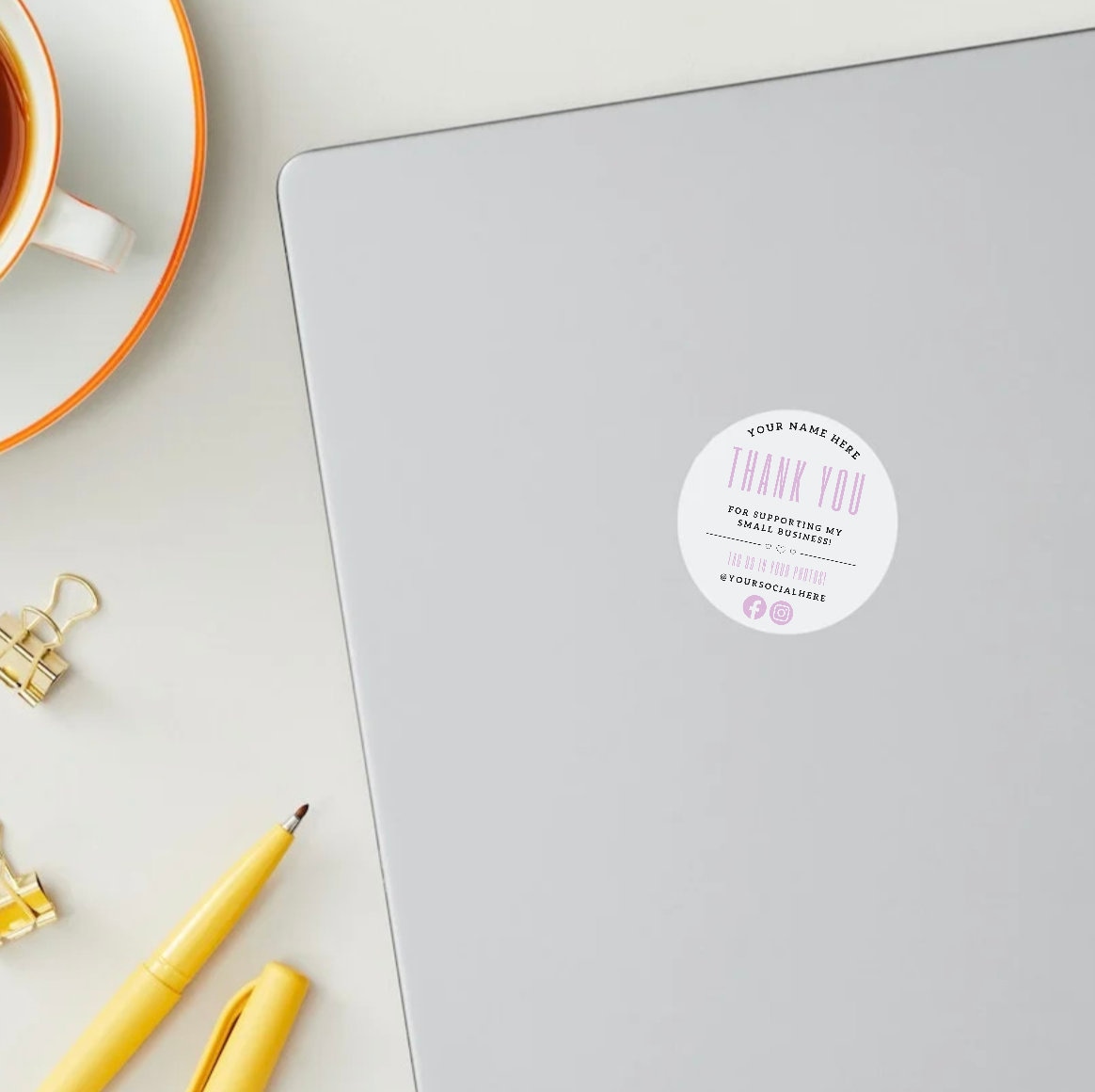 Round Thank You Sticker Template - Etsy