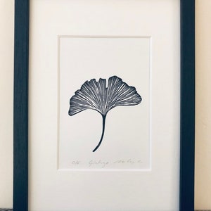 Ginkgo Linocut Print-Leaf print-Nature Art-Wall Decor-Botanical Print-Handmade gift- Original Lino Print