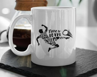 Taza de amante del fútbol, taza de café divertida tipografía de jugador de fútbol, liga de fútbol, juego de fútbol, equipo de fútbol, regalo de deportes de fútbol