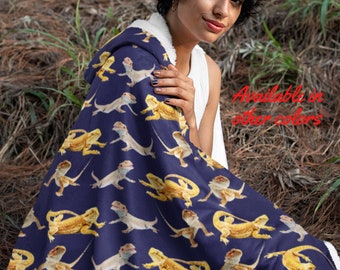 Bearded Dragon Hooded Blanket, Microfiber Fleece or Sherpa Lining
