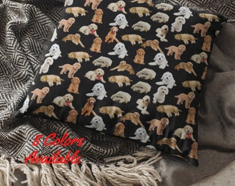 Goldendoodle Throw Pillow, Double-Sided Dog Print Couch Cushion