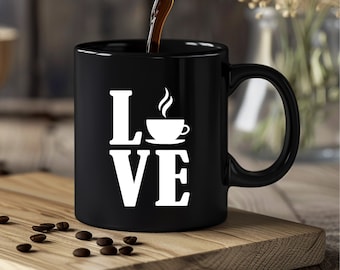 Celebrate your coffee love with this unique minimalist mug - fun gift for coffee lovers, available in 11oz or 15oz ceramic