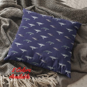 Whale Ocean Throw Pillow for Marine Life Lovers, Cozy Cushion with Insert, All Over Print Nautical Home Gift for Beach & Sea Animal Fans