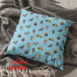 Dachshund Dog Throw Pillow, Wiener Dog Gift for Dachshund Lovers, Cute Doxie Decor Accent Cushion, Double-Sided Print with Insert