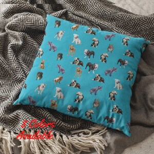 Pit Bull Dog Throw Pillow with Insert, Colorful Pitbull Print Cushion for Dog Lovers, Pit Bull Home Decor Accent Pillow in 8 Colors