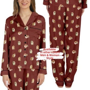 Pommern Pyjama Set für Frauen und Männer, Nachtwäsche Pommern Hundeliebhaber Geschenk, Hund Loungewear Für Sie, Für ihn, bequeme Paare Pyjamas