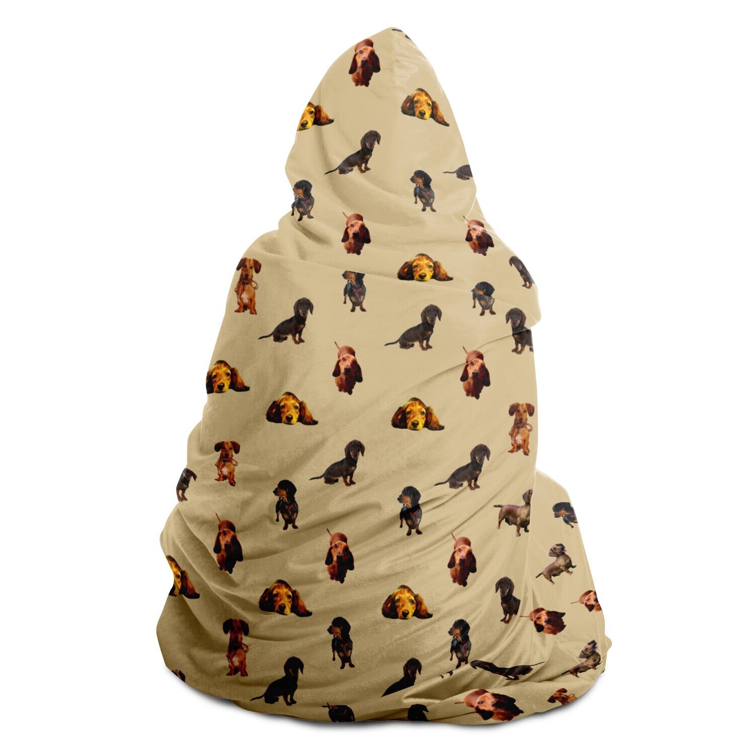 Bruine Teckel Hond Blauwe Draagbare Deken Hoodie,Oversized Hooded voor Vrouwen,Comfortabel Sweatshirt, Meerkleurig, One Size