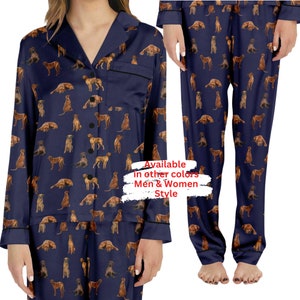 Rhodesian Ridgeback Pyjama Set für Frauen und Männer, Nachtwäsche Hundeliebhaber Geschenk, Hunde Loungewear für Sie, für ihn, bequeme Paare Pyjamas