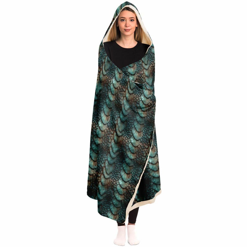 Dragon Scale Hooded Blanket – Sherpa Fleece Snuggle Wrap image 5