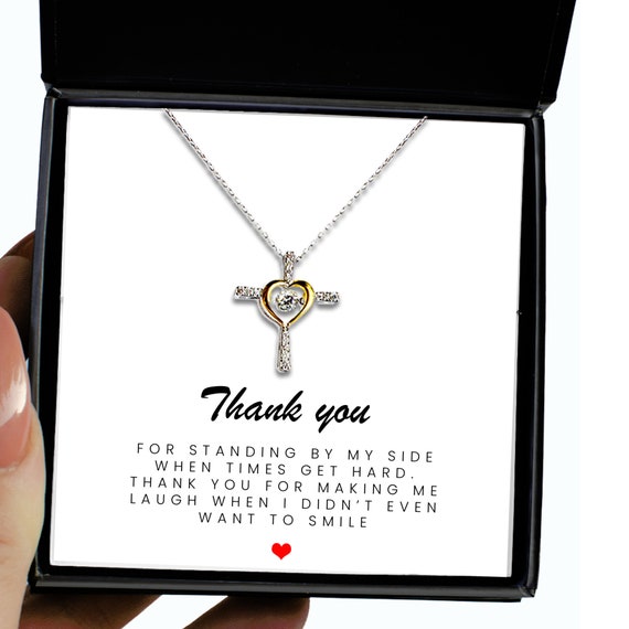 Thank You Gift for Friend Best Friend Thank You and Jewelry Message Card Thank You for Standing by My Side 925 Sterling Silver Necklace Etsy