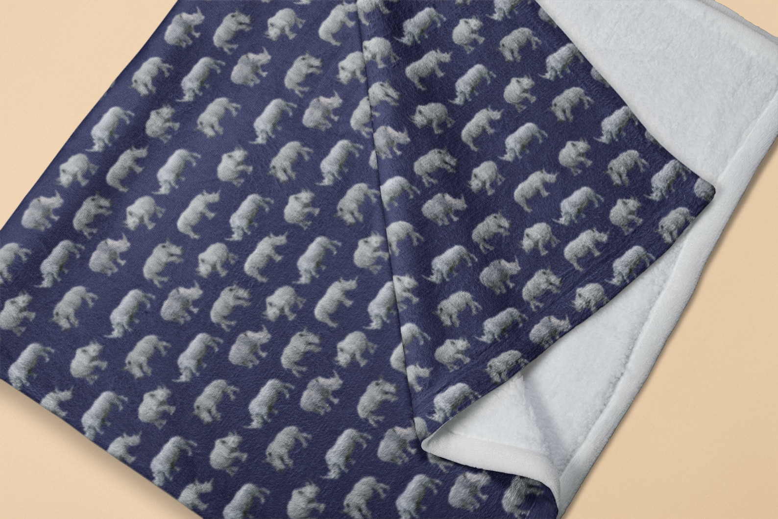 White Rhino Blanket White Rhinoceros Cozy Fleece and Mink Etsy