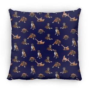 Boxer Throw Pillow, Boxer Dog Lovers Gift, All Over Print Boxer Pillow, Pet Lovers Gift Idea, Boxer Dog Pillow Home Decor, Birthday Mom Gift Navy