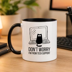 Funny Tech Support Mug, IT Help Desk Coffee Cup, Personalized Computer Geek Gift