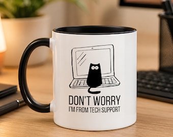 Taza divertida de soporte técnico, taza de café para la mesa de ayuda de TI, regalo personalizado para frikis de la informática.