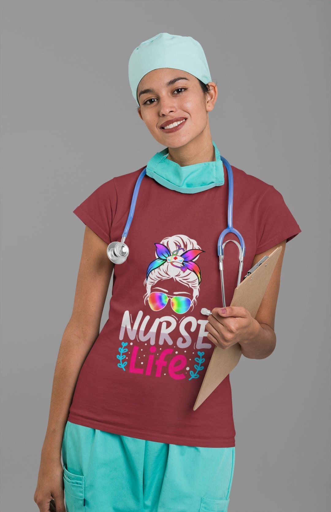 Messy Bun Hair Nurse Life Tshirt Nurse Shirt Funny for Women - Etsy