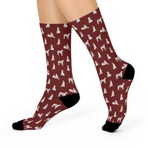 Borzoi Dog Crew Socks, Cushioned Unisex Sighthound Pattern, Russian Wolfhound Gift for Dog Lovers, Novelty Breed Socks for Adults