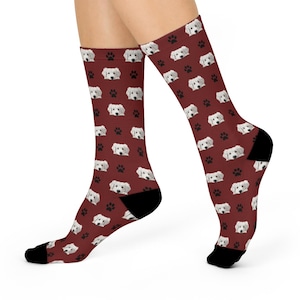Peeking Great Pyrenees Dog With Paws: Unisex Pattern Crew Socks