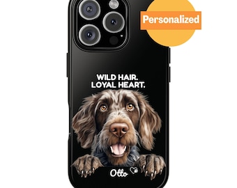 Personalized German Wirehaired Pointer Phone Case, Custom Dog Name & Quote, Peeking GWP Gift