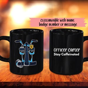 Funny Police Officer Uniform Mug – Law Enforcement Coffee Cup, Cop Gag Gift, Personalized Name Option, 11oz 15oz Black Ceramic