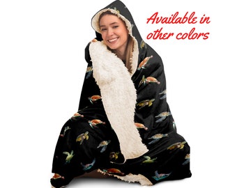 Sudadera con capucha tipo manta de tortuga marina, manta con capucha de forro polar Sherpa