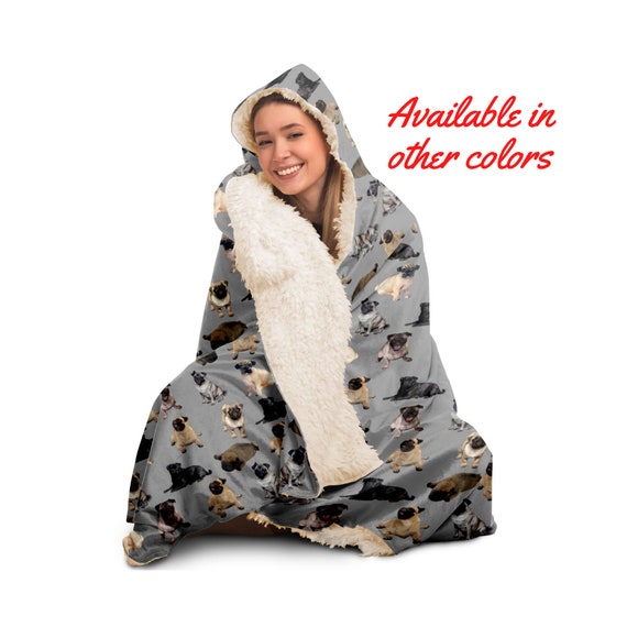 Pug Hooded Blanket - Black & Tan Pug Hooded Blanket - Black & Tan