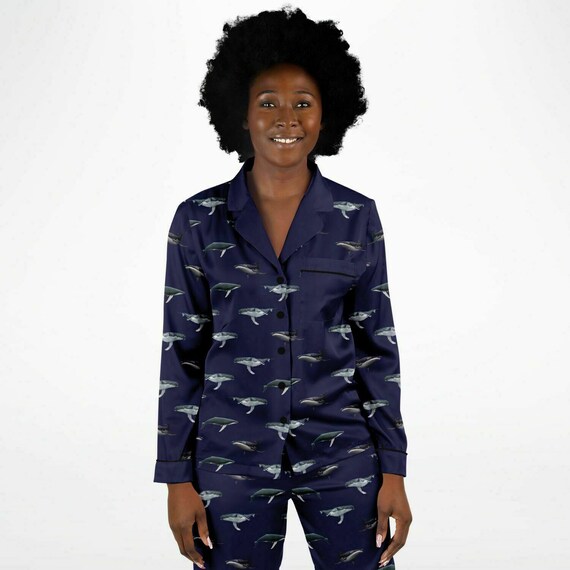 Whale Print Pyjama Set for Women and Men Sleepwear Gift for Her