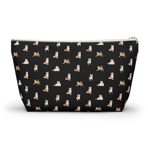 Shiba Inu Dog Pattern Accessory Pouch - Ideal for Dog Lovers, Makeup Bag, Travel Organizer, Customizable Background & Zipper Options