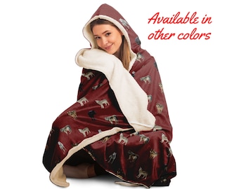 Wolf Print Hooded Blanket, Sherpa Fleece, Adult & Youth Sizes