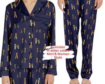 Conjunto de pijama Airedale Terrier: Pijama de cetim para amantes de cães