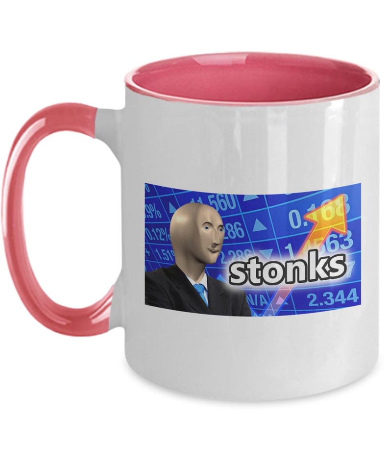 Stonks Meme Coffee Mug Funny Stock Market Mug, Finance Meme Gift