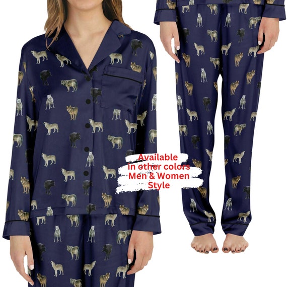 Wolf Pajama Set for Women and Men, Sleepwear Gift