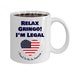 Panvola 'Relax Gringo I'm A New American Citizen' Ceramic Mug - 11 Oz Black, US Flag Design - Citizenship Celebration Gift