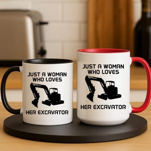 Excavator Woman Mug: Funny Gift for Equipment Lovers