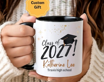 Personalized Class of 2027 Mug, Custom Graduation Gift with Name & School, Senior 2027 Coffee Mug, Graduate Gift Idea