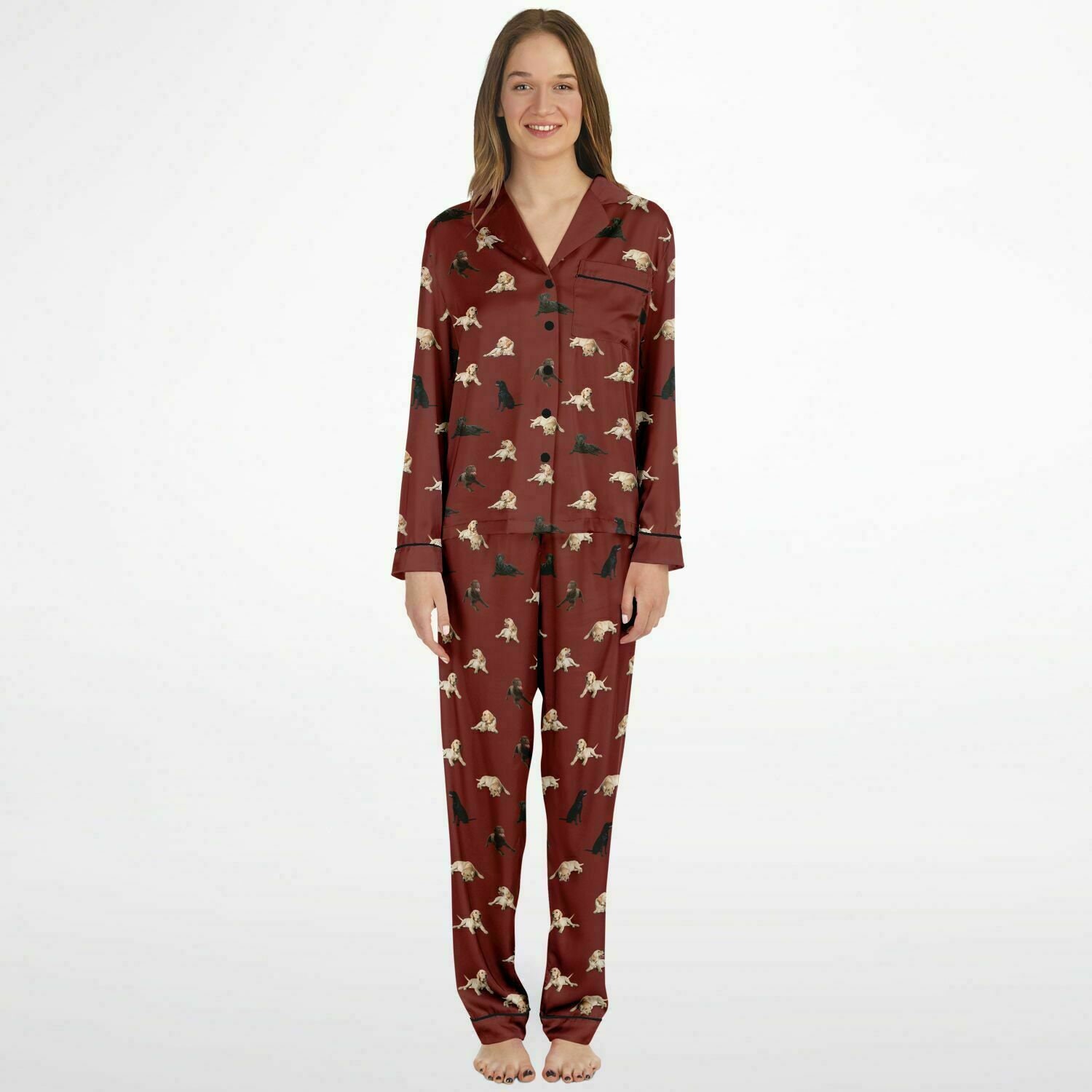 Pudel Hund Satin Pyjama Set: Bequeme Loungewear Nachtwäsche Für Damen Und Herren   Schweiz