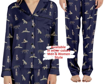 Irish Wolfhound Pajama Set: Satin Loungewear Sleepwear For Women And Men