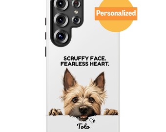 Personalized Cairn Terrier Phone Case, Custom Dog Name & Quote, Peeking Terrier Gift for iPhone Samsung