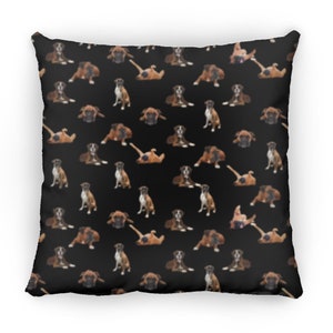 Boxer Throw Pillow, Boxer Dog Lovers Gift, All Over Print Boxer Pillow, Pet Lovers Gift Idea, Boxer Dog Pillow Home Decor, Birthday Mom Gift Black