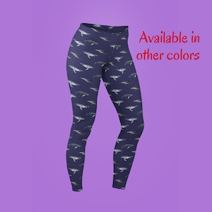 Whale Pattern Leggings, Whale Lovey Gifts, Whale Gift, Legging Pants Whale Print Pleasure Wear, Legging Outfit For Women Yoga Gym Workout