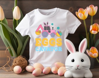 Cute Funny Eggs Cavator Easter Bunny Adorable Toddler and Youth Jersey T-Shirt